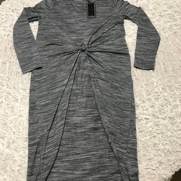 Cotton On gray duster dress Nellie Long sleeve tunic with front knot size M - Picture 5 of 8